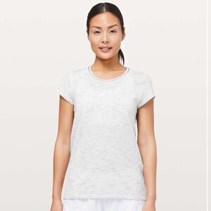 Lululemon Another Mile Short Sleeve Top Shirt Women size 8 White Multi